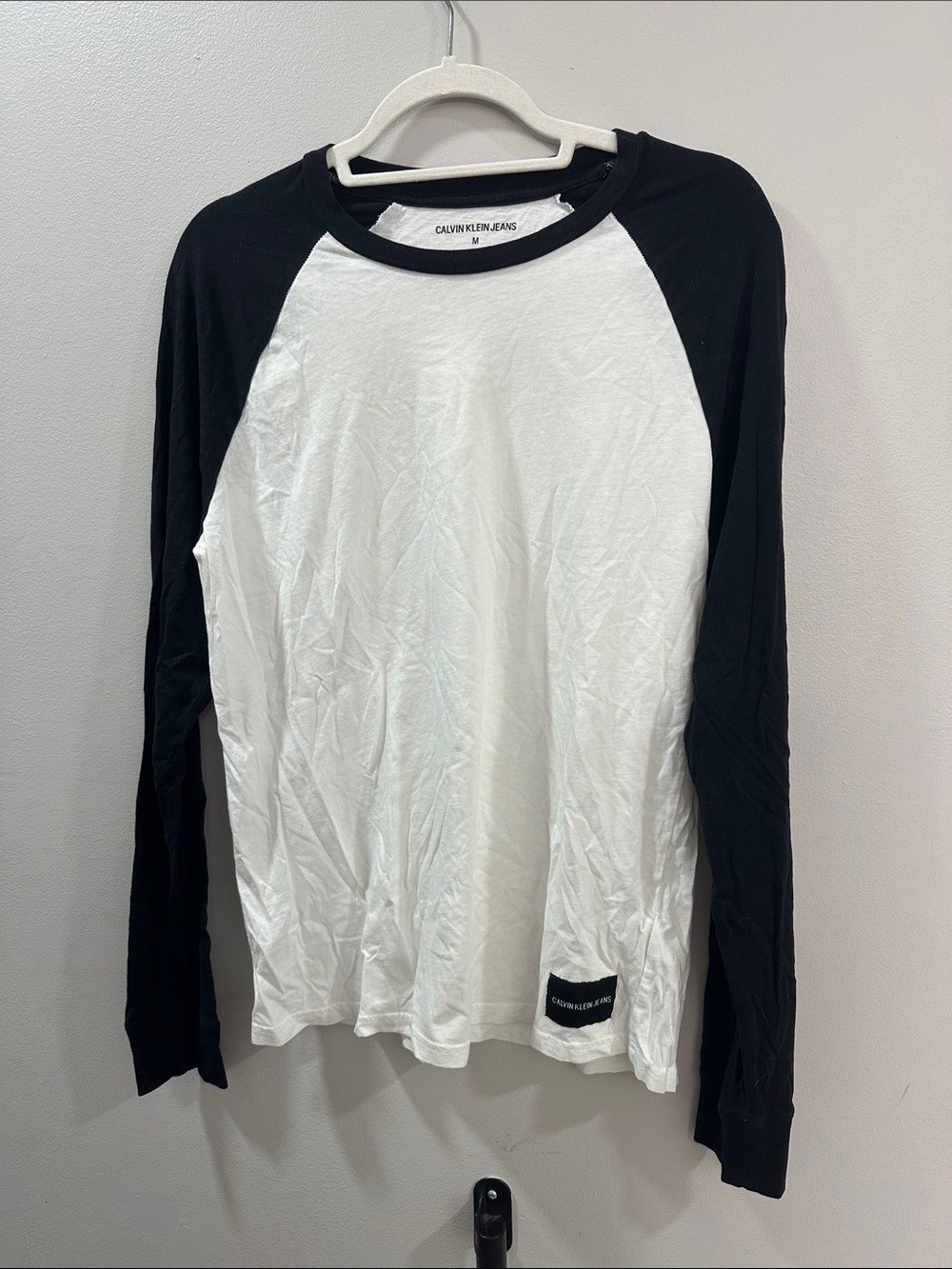 Calvin Klein Jeans Black & White Raglan Long-Sleeve Tee